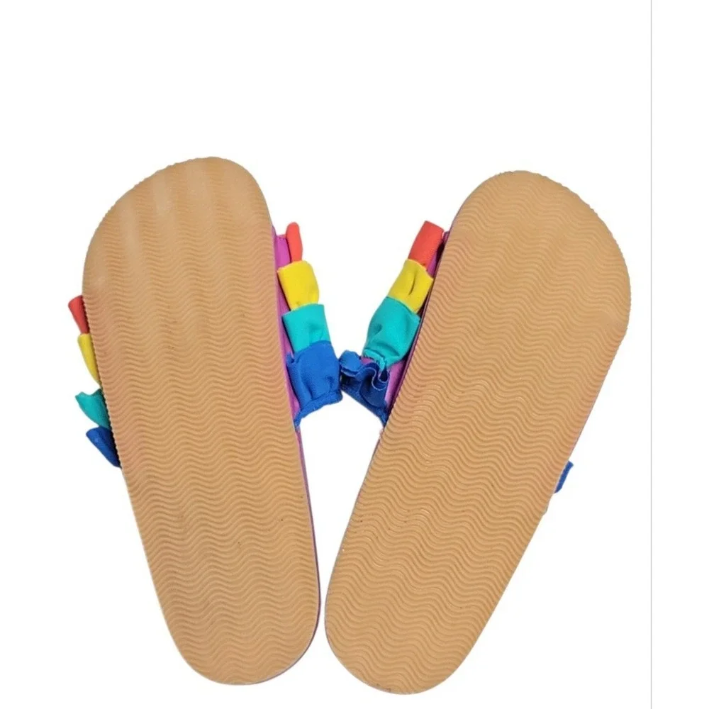 HANNA ANDERSSON Sandals Purple Rainbow Slides Shoes Youth Size 5